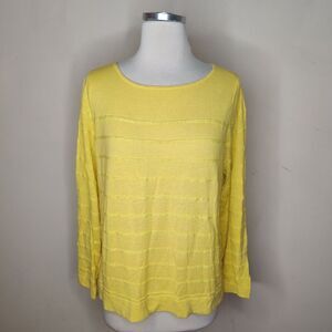 Ann Taylor Loft Yellow Cotton Sweater Textured Stripe